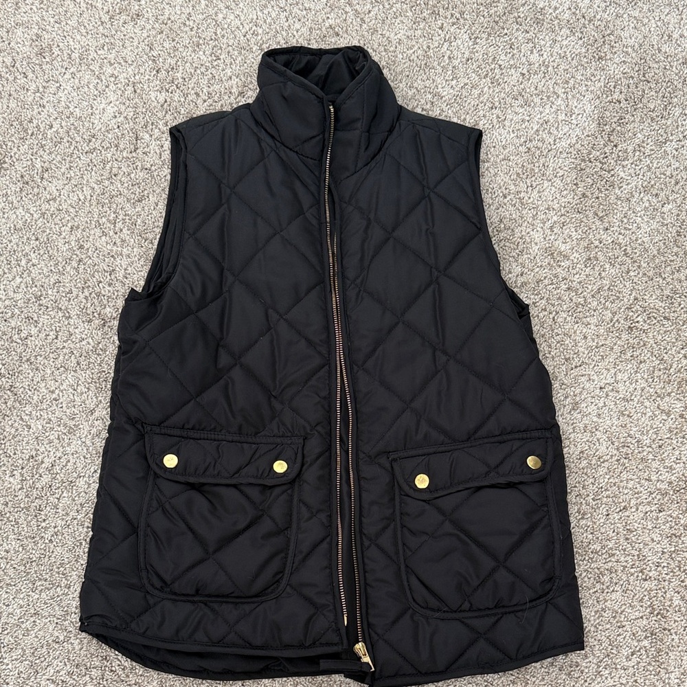 Quinn Black Quilted Vest with Gold Accents